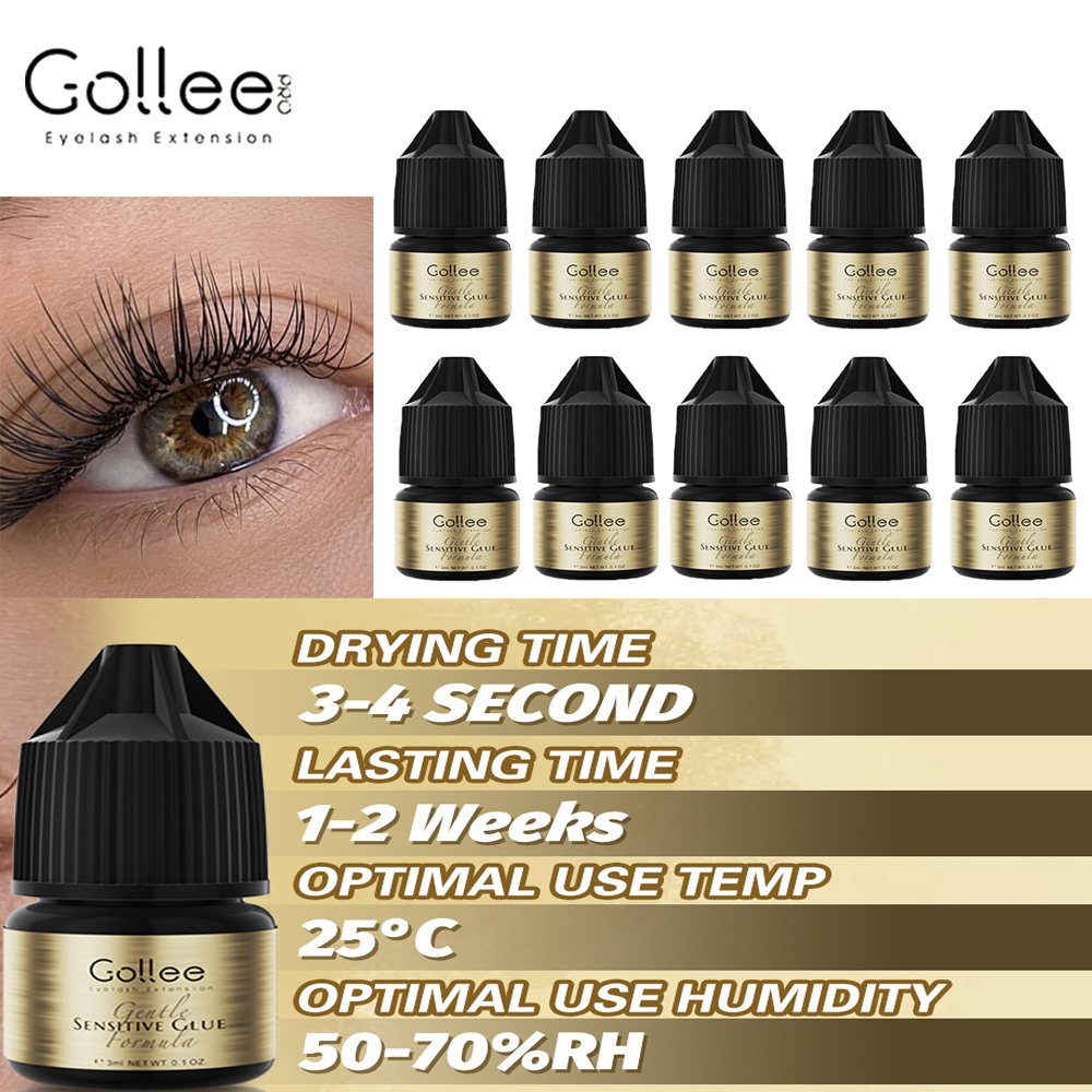 Eyelash Extension Glue For Sensitive Eyes - Gollee Eyelash Adhesive Clustered Eyelash Extension