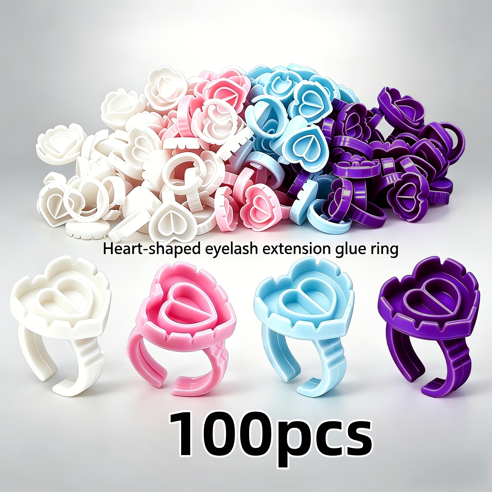 100PCSHeart Eyelash Glue Rings – Eyelash Extension Salon Bewertung und Preis