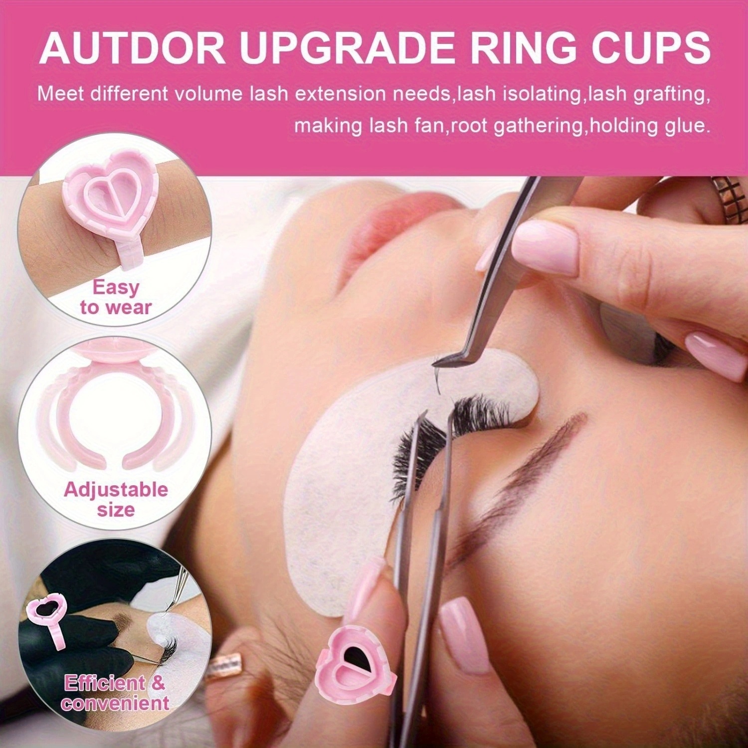100PCSHeart Eyelash Glue Rings – Eyelash Extension Salon Bewertung und Preis