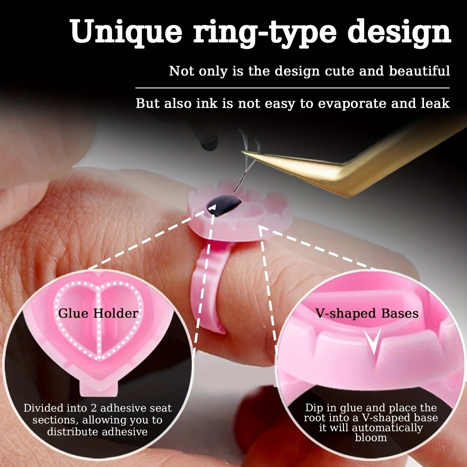 100PCSHeart Eyelash Glue Rings – Eyelash Extension Salon Bewertung und Preis