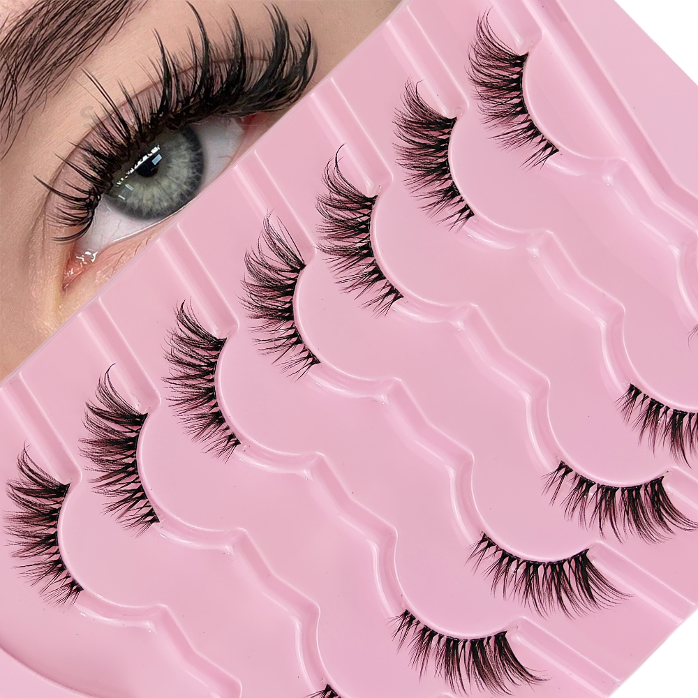 7 Pairs Half Lashes With Clear – Eyelash Extension Cat Eye Wispy Bewertung und Preis
