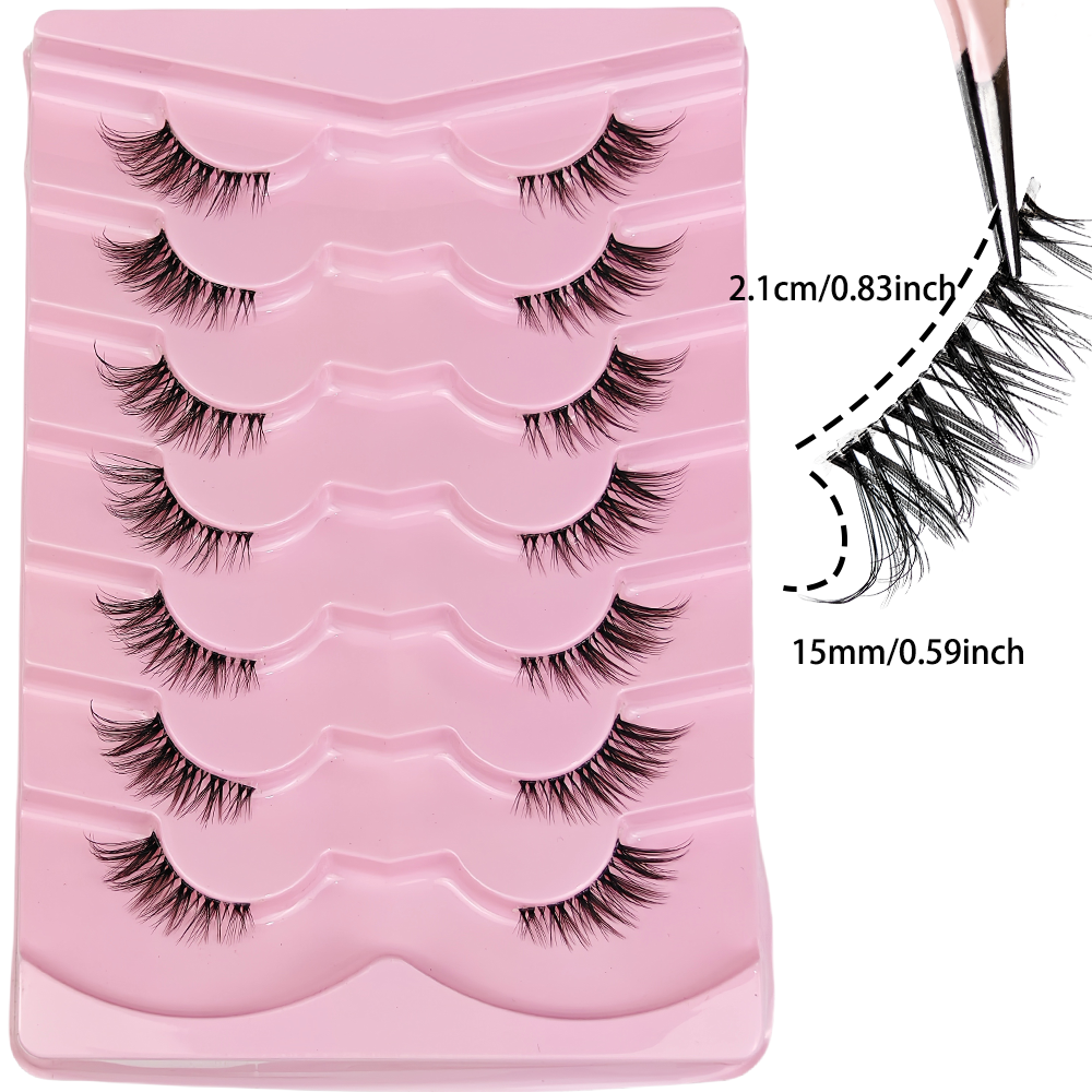 7 Pairs Half Lashes With Clear – Eyelash Extension Cat Eye Wispy Bewertung und Preis